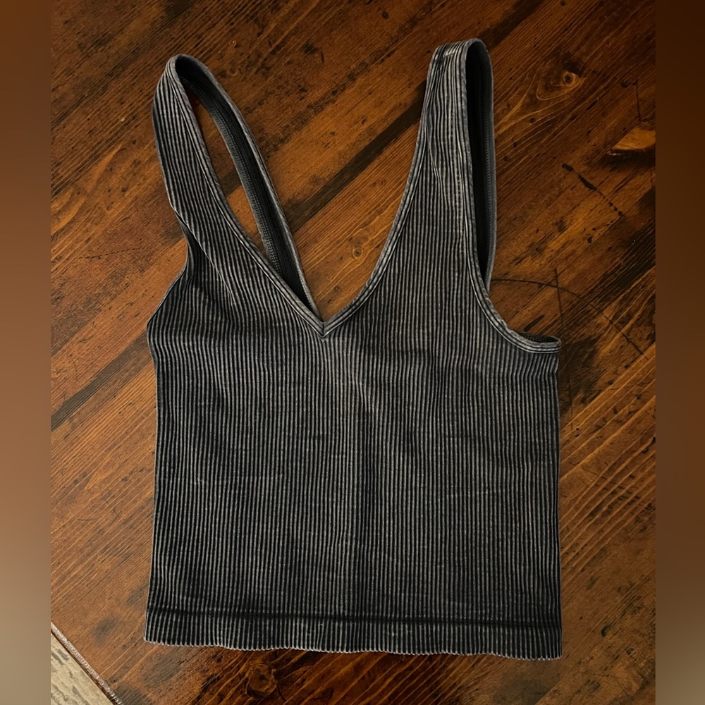 Navy blue ribbed tank Top